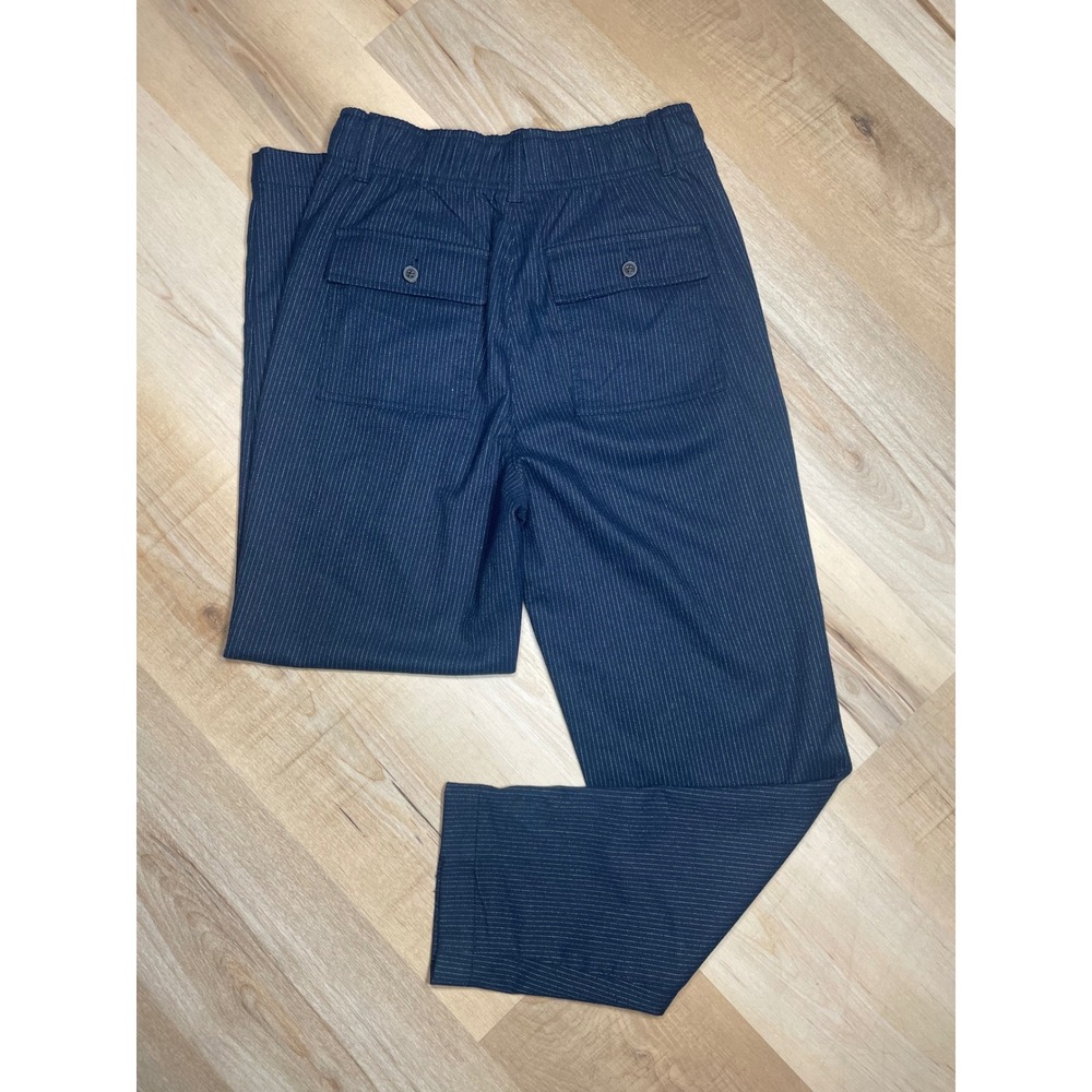 Gap Womens Navy Blue Pinstripe Elastic Waist Tapered Trousers Size 4 Pants - Picture 8 of 8